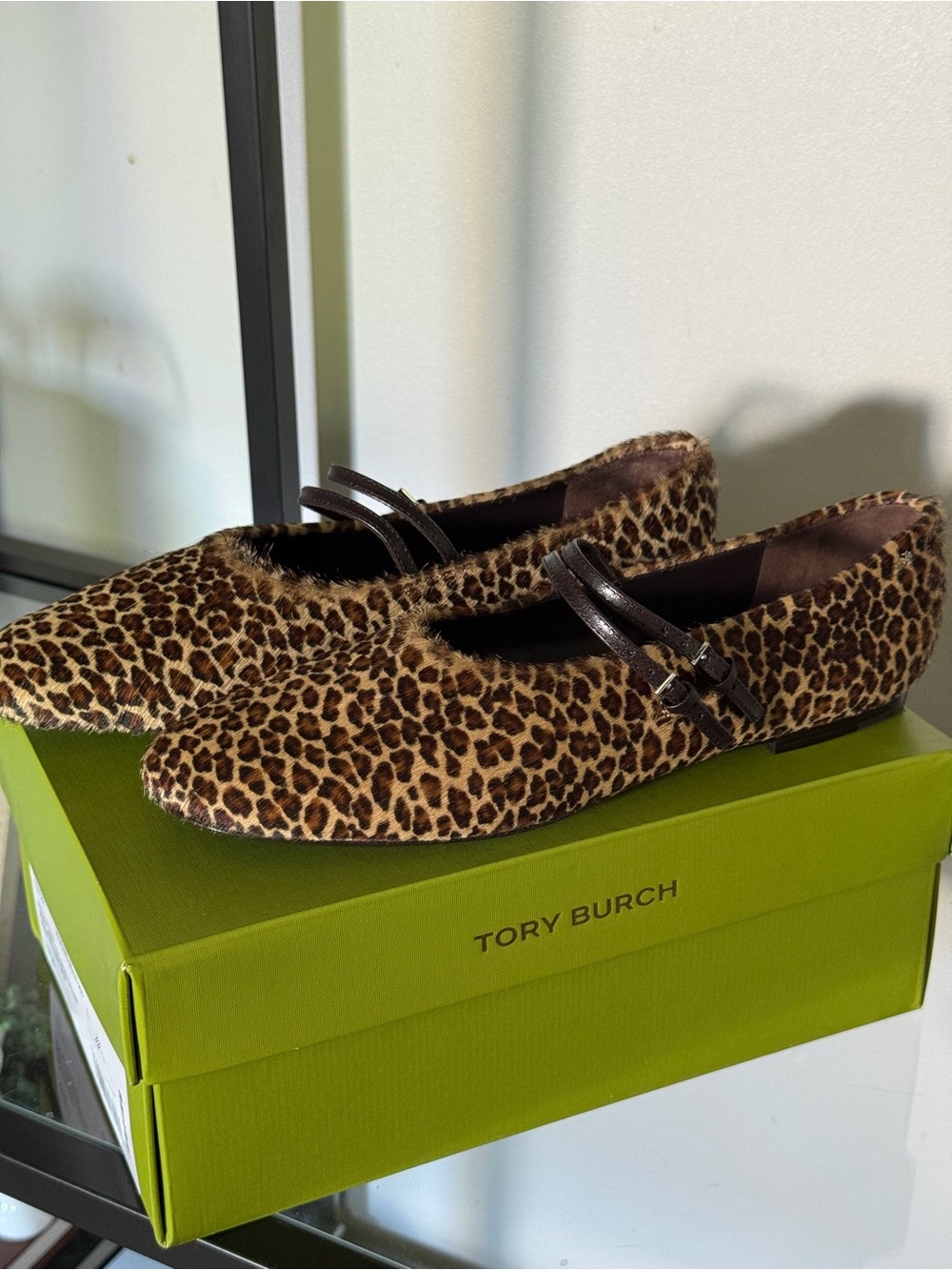Tory Burch Leopard-Print Mary Jane Flats in Brown and Tan